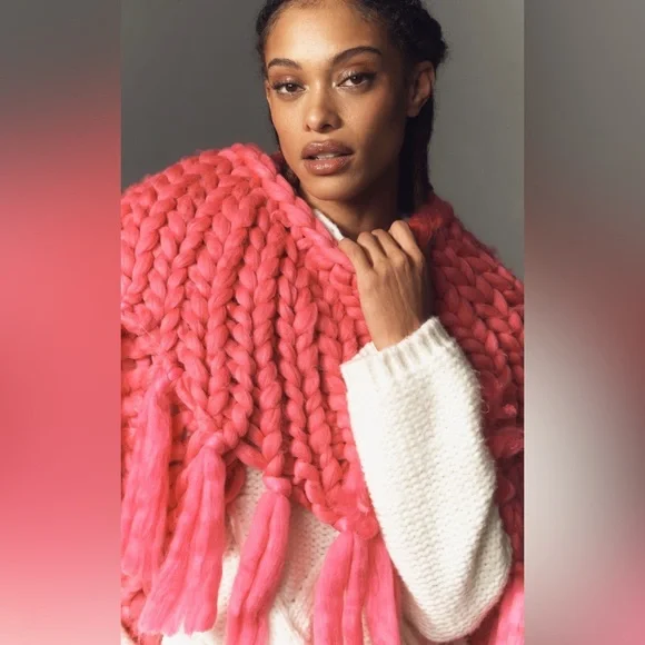 NWT Anthropologie Chunky Cable Knit Scarf Wrap